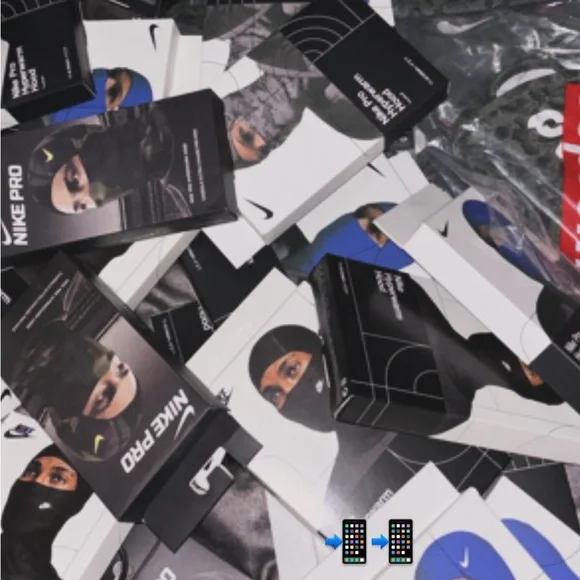 Nike Pro Hyperwarm Hood in Black, Blue, and Gray - Picture 3 of 3